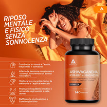 Carica l'immagine nel visualizzatore di Gallery, Ashwagandha KSM-66 + Magnesio COMPLEX - Ansia e stress | Più riposo, benessere mentale e fisico – Alto Dosaggio 5% Witha