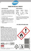 Carica l'immagine nel visualizzatore di Gallery, FEROX Fondo per Metalli Zincati 400 ml, aggrappante per verniciatura, colore Grigio, Primer superfici interno/esterno, r