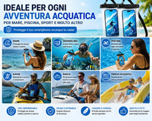 Carica l'immagine nel visualizzatore di Gallery, x2 Custodia Impermeabile Smartphone [Design 3D unico pezzo ] IPX8 Borsa Impermeabile Cellulare snorkeling,sub,immersioni