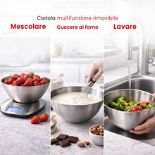 Carica l'immagine nel visualizzatore di Gallery, Boston Tech Bilancia Cucina Digitale con Ciotola Rimovibile in Acciaio Inox, Bilancia da Cucina 5 kg/1 g, Display LCD Re