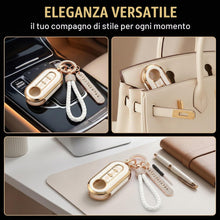 Carica l'immagine nel visualizzatore di Gallery, Cover Chiave, Guscio Protettivo in TPU con Portachiavi e Ciondolo Numero di Telefono, Car Key Cover per Fiat 500、500L、Pu