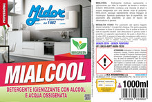 Carica l'immagine nel visualizzatore di Gallery, Midor Detergente Multiuso igienizzante sgrassante con Miscela di alcoli, MIALCOOL 1kg, 1000ml, per Pulire superfici, Pia