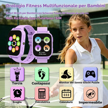 Carica l'immagine nel visualizzatore di Gallery, Smartwatch Bambini con 18 Giochi Educativi Contapassi Sonno Touch HD 1,83"