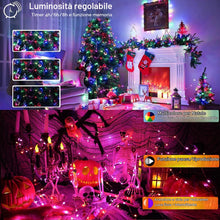 Carica l'immagine nel visualizzatore di Gallery, BrizLabs Catena Luminosa Natale Interno, 10M 100 LED Luci Stringa USB Colorate Filo Rame Ghirlanda RGB con 48 Tasti Tele