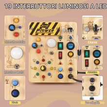 Carica l'immagine nel visualizzatore di Gallery, Joyreal Montessori Busy Board, Pannello Sensoriale Bambini Montessori in Legno con 19 LED, Giochi Educativi Regalo Bimbo