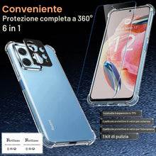 Carica l'immagine nel visualizzatore di Gallery, Ferilinso Custodia Cover per Xiaomi Redmi Note 12 4G Antiurto Silicone Trasparente, Con 2 Pezzi 9H Durezza HD Vetro Temp