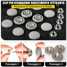 Carica l'immagine nel visualizzatore di Gallery, 60 Pezzi Kit di Riparazione del Tetto dell'Auto Rivetti per Riparazione Tetto Auto Universale Bottone per Riparare Tessu