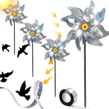 Carica l'immagine nel visualizzatore di Gallery, Repellente per Uccelli e Piccioni, 4 Pezzi per Uccelli e Uccelli, Riflettente, per Giardino, Balcone, Mulino a Vento Rif