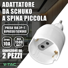Carica l'immagine nel visualizzatore di Gallery, V-TAC 2x Adattatore da Schuko a Spina 10A - 2 Pezzi - Presa Singola 10A 2P+T Bipasso/Schuko e Spina Italiana 10A - di Co