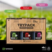 Carica l'immagine nel visualizzatore di Gallery, UP NUTRIENTS Trypack Fertilizzante Grow, Bloom &amp; Boost 250 ml | Concime 100% Organico per Interno &amp; Esterno | Radicazion
