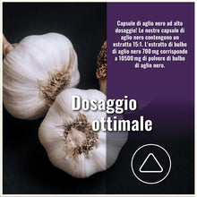 Carica l'immagine nel visualizzatore di Gallery, Aglio Nero Fermentato Estratto 15:1-365 Capsule Alto Dosaggio Vegane