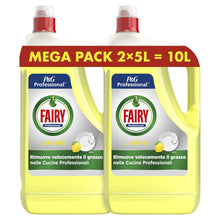 Carica l'immagine nel visualizzatore di Gallery, Fairy Professional Detersivo Piatti e Stoviglie a Mano, Profumo Limone, 10L (5L x 2), Efficace Contro il Grasso Ostinato