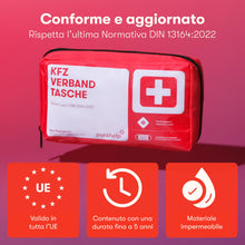 Carica l'immagine nel visualizzatore di Gallery, PURAHELP Kit Pronto Soccorso Auto - Conforme alla Norma DIN 13164