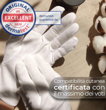 Carica l'immagine nel visualizzatore di Gallery, Guanti cotone dermatologici, cura mani [Dermatest: eccellente], bianchi
