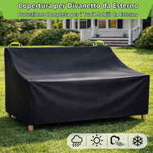 Carica l'immagine nel visualizzatore di Gallery, 2 Sitzer Gartenbank Abdeckung mit Belüftungsöffnungen Wasserdicht Winddicht UV-Beständiges Robustes Oxford-Gewebe Schutz