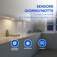 Carica l'immagine nel visualizzatore di Gallery, Generico Luce LED Sensore Movimento Armadio Ricaricabile USB - Lampada Magnetica Senza Fili Installazione Immediata per 