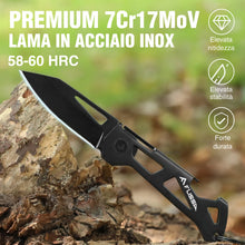 Carica l'immagine nel visualizzatore di Gallery, FLISSA Coltellino Tascabile Mini Nero, 6,5cm Coltello Pieghevole EDC