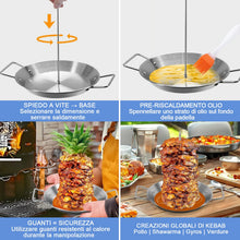Carica l'immagine nel visualizzatore di Gallery, Spiedo verticale in acciaio inox, set di spiedini da kebab con 5 spiedini intercambiabili e vassoio di raccolta per gyro