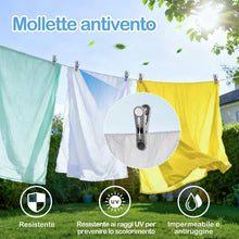 Carica l'immagine nel visualizzatore di Gallery, Set Mollette Bucato con Cestino Porta Mollette – 50 Pezzi per Lavanderia e Alimenti da Cucina con Barrette e Filo per Stendere il Bucato da Esterno, Cesta Bucato Portatile per Interni ed Esterni