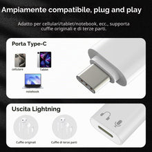 Carica l'immagine nel visualizzatore di Gallery, Adattatore da Jack Cuffie Lightning a USB C per iPhone 17, 16, 15 Pro Max, Compatibile con Samsung S25, per Apple e iPad