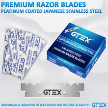 Carica l'immagine nel visualizzatore di Gallery, Rasoio a Mano Libera Professionale GTEX - 2 Rasoio Barba Manuale Uomo con 100 Lamette da Barba GTEX Premium - Rasoio Bar