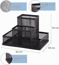 Carica l'immagine nel visualizzatore di Gallery, D.RECT Organizer da scrivania | portapenne organizer da tavolo in metallo | ripiano da ufficio con porta foglietti in rete | 103 x 154 x 103 mm nero