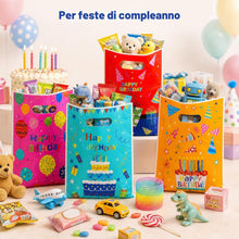 Carica l'immagine nel visualizzatore di Gallery, Brencco 50 Sacchetti Compleanno Bambini, 16,5 × 25 cm, 4 Colori