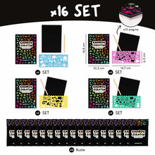 Carica l'immagine nel visualizzatore di Gallery, BONNYCO Scratch Art Bambini 16 Set per Gadget Compleanno Bambini e Scuola