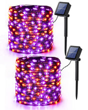 Carica l'immagine nel visualizzatore di Gallery, Halloween Luci Stringa Arancia Viola, BrizLabs 2 Pezzi 14M 120 LED Catena Luminosa Solare Esterno Impermeabile 8 Modalit