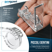 Carica l'immagine nel visualizzatore di Gallery, DIYexpert Fermatovaglia Trasparenti Made in Germany [4 Pezzi] – Clip Robuste per Tavoli Spessi Fino a 45 mm – Resistenti