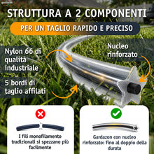 Carica l'immagine nel visualizzatore di Gallery, Filo decespugliatore professionale rinforzato 3mm – 50m (profilo a stella) – Attenzione: estremamente tagliente – Filo T
