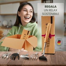 Carica l'immagine nel visualizzatore di Gallery, BAMBUA Manina Grattaschiena Allungabile - (Include 5 Accessori) Manico in Bambù - Per Sensazioni di Grattamento Soddisfa