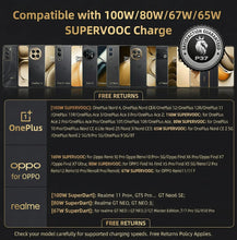 Carica l'immagine nel visualizzatore di Gallery, P37 100 W SUPERVOOC Cavo USB-C 1 m – Cavo ricarica ultra-rapida per OPPO (Reno 12 / Reno 12 Pro/Reno 13 / Find X8 / Find