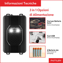 Carica l'immagine nel visualizzatore di Gallery, PATTLER Dissuasore Anti Martora per Auto con Luce - Alimentazione con Batteria Auto 12V, Batteria AA o USB - Protezione 