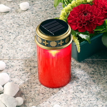 Carica l'immagine nel visualizzatore di Gallery, Pearl Candle Lights - Lampada per Tomba: Luce LED Solare per cimitero, con Luce Continua, Candlelight-LED, Pannello Sola