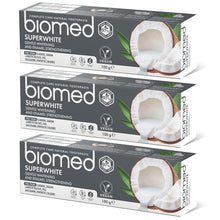 Carica l'immagine nel visualizzatore di Gallery, Biomed Dentifricio al cocco naturale superwhite per sbiancamento delicato, sapore tropicale - 100 g (confezione da 3) - 