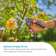 Carica l'immagine nel visualizzatore di Gallery, Gardena Forbici da giardino PremiumCut Flex, taglio bypass, per legno fresco, diametro di taglio 24 mm, impugnature ergo