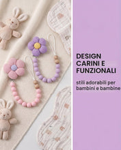Carica l'immagine nel visualizzatore di Gallery, Set da 2 portaciuccio con motivo floreale e pois, senza BPA, con cordino in cotone e clip in silicone, unisex, design ca