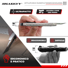 Carica l'immagine nel visualizzatore di Gallery, HASKYY Set 2 Taglierini Professionali 18mm + 5 Lame SK5 Premium - Cutter Sicurezza con Auto-Lock
