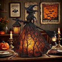 Carica l'immagine nel visualizzatore di Gallery, Lampada strega di Halloween, lampada da notte gotica con cappello da strega spettrale e luce calda, decorazioni di Hallo