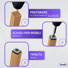 Carica l'immagine nel visualizzatore di Gallery, Filzada® 26x Piedini per Mobili in Teflon da Avvitare 25x25 mm Quadrati