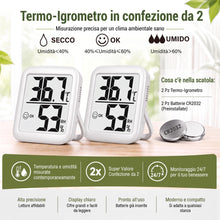 Carica l'immagine nel visualizzatore di Gallery, Antonki 2 Pezzi Termometro Ambiente Interno Igrometro Umidità Casa - Bianco