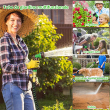 Carica l'immagine nel visualizzatore di Gallery, Tubo Acqua Giardino Flessibile Estensibile 30m Doccetta Attacco Rubinetto 1/2 e 3/4 con 8 Funzioni con Custodia Portagom