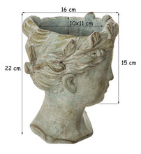 Carica l'immagine nel visualizzatore di Gallery, Busto per piante Valo, ceramica, grigio, H 22 cm, busto di donna, testa di donna, figura per piante