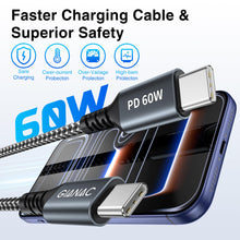 Carica l'immagine nel visualizzatore di Gallery, GIANAC Cavo USB C [3pezzi 2M] Cavo USB Type-C 60W Cavo Ricarica USB C USB C