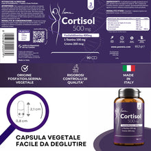 Carica l'immagine nel visualizzatore di Gallery, Cortisol Integratore Alimentare 500mg Fosfatidilserina 400mg + L-Teanina 100mg + Cromo Picolinato 90 Capsule Senza Gluti