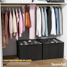 Carica l'immagine nel visualizzatore di Gallery, SpaceAid Organizer per scarpe per armadio, confezione da 2 contenitori pieghevoli per scarpe con divisori regolabili, adatti per 16-32 paia, nero