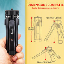 Carica l'immagine nel visualizzatore di Gallery, Zeadio Treppiede Mini Metallico Robusto - Treppiedino Universale per Camera, Gimbal, Action Cam, Videocamera, Microfono,