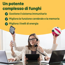 Carica l'immagine nel visualizzatore di Gallery, Vegan Vitality Integratore di 6 Funghi: Reishi, Lions Mane, Cordyceps, Chaga, Shiitake e Maitake - 120 Capsule da 500mg 