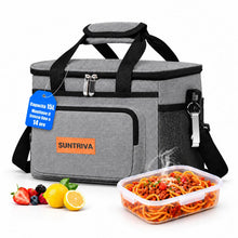 Carica l'immagine nel visualizzatore di Gallery, Borsa Termica Porta Pranzo 15L con Tracolla, Impermeabile, Grigio